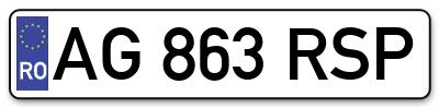 Placuta inmatriculare numar auto  AG-863-RSP, AG 863 RSP, AG863RSP