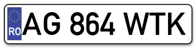 Placuta inmatriculare numar auto  AG-864-WTK, AG 864 WTK, AG864WTK