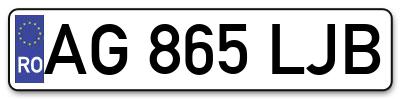 Placuta inmatriculare numar auto  AG-865-LJB, AG 865 LJB, AG865LJB