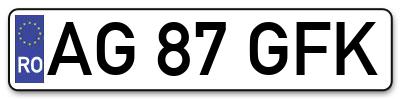 Placuta inmatriculare numar auto  AG-87-GFK, AG 87 GFK, AG87GFK