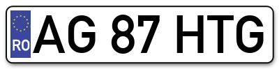 Placuta inmatriculare numar auto  AG-87-HTG, AG 87 HTG, AG87HTG