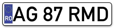 Placuta inmatriculare numar auto  AG-87-RMD, AG 87 RMD, AG87RMD