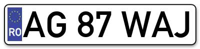 Placuta inmatriculare numar auto  AG-87-WAJ, AG 87 WAJ, AG87WAJ