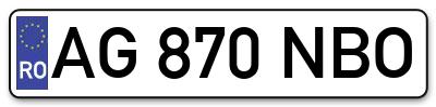 Placuta inmatriculare numar auto  AG-870-NBO, AG 870 NBO, AG870NBO