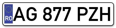 Placuta inmatriculare numar auto  AG-877-PZH, AG 877 PZH, AG877PZH