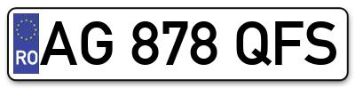 Placuta inmatriculare numar auto  AG-878-QFS, AG 878 QFS, AG878QFS