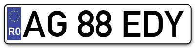 Placuta inmatriculare numar auto  AG-88-EDY, AG 88 EDY, AG88EDY