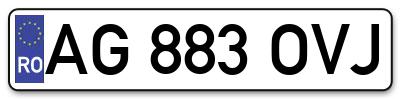 Placuta inmatriculare numar auto  AG-883-OVJ, AG 883 OVJ, AG883OVJ