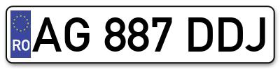 Placuta inmatriculare numar auto  AG-887-DDJ, AG 887 DDJ, AG887DDJ