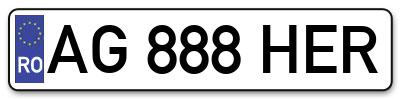 Placuta inmatriculare numar auto  AG-888-HER, AG 888 HER, AG888HER