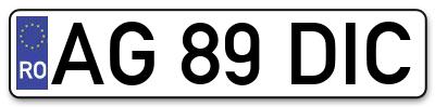 Placuta inmatriculare numar auto  AG-89-DIC, AG 89 DIC, AG89DIC