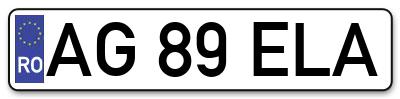 Placuta inmatriculare numar auto  AG-89-ELA, AG 89 ELA, AG89ELA