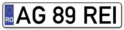 Placuta inmatriculare numar auto  AG-89-REI, AG 89 REI, AG89REI