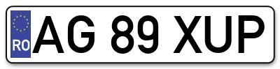 Placuta inmatriculare numar auto  AG-89-XUP, AG 89 XUP, AG89XUP
