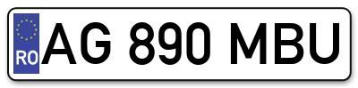 Placuta inmatriculare numar auto  AG-890-MBU, AG 890 MBU, AG890MBU