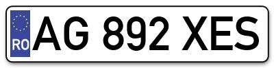 Placuta inmatriculare numar auto  AG-892-XES, AG 892 XES, AG892XES