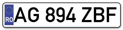 Placuta inmatriculare numar auto  AG-894-ZBF, AG 894 ZBF, AG894ZBF
