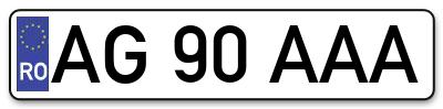 Placuta inmatriculare numar auto  AG-90-AAA, AG 90 AAA, AG90AAA