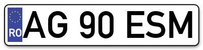 Placuta inmatriculare numar auto  AG-90-ESM, AG 90 ESM, AG90ESM