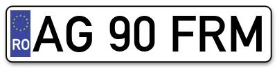 Placuta inmatriculare numar auto  AG-90-FRM, AG 90 FRM, AG90FRM
