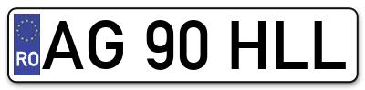 Placuta inmatriculare numar auto  AG-90-HLL, AG 90 HLL, AG90HLL