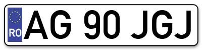 Placuta inmatriculare numar auto  AG-90-JGJ, AG 90 JGJ, AG90JGJ