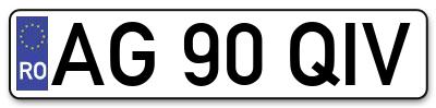 Placuta inmatriculare numar auto  AG-90-QIV, AG 90 QIV, AG90QIV