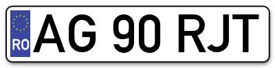 Placuta inmatriculare numar auto  AG-90-RJT, AG 90 RJT, AG90RJT