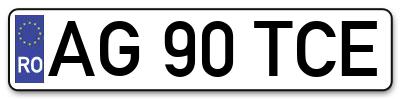 Placuta inmatriculare numar auto  AG-90-TCE, AG 90 TCE, AG90TCE
