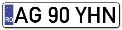 Placuta inmatriculare numar auto  AG-90-YHN, AG 90 YHN, AG90YHN