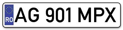 Placuta inmatriculare numar auto  AG-901-MPX, AG 901 MPX, AG901MPX