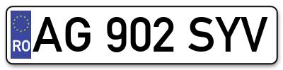 Placuta inmatriculare numar auto  AG-902-SYV, AG 902 SYV, AG902SYV