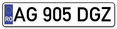 Placuta inmatriculare numar auto  AG-905-DGZ, AG 905 DGZ, AG905DGZ