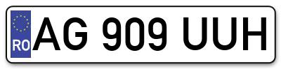 Placuta inmatriculare numar auto  AG-909-UUH, AG 909 UUH, AG909UUH