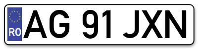 Placuta inmatriculare numar auto  AG-91-JXN, AG 91 JXN, AG91JXN