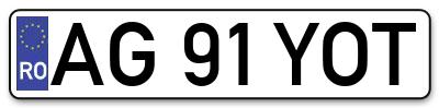 Placuta inmatriculare numar auto  AG-91-YOT, AG 91 YOT, AG91YOT