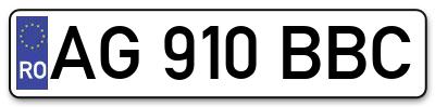 Placuta inmatriculare numar auto  AG-910-BBC, AG 910 BBC, AG910BBC
