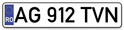 Placuta inmatriculare numar auto  AG-912-TVN, AG 912 TVN, AG912TVN