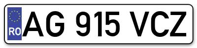 Placuta inmatriculare numar auto  AG-915-VCZ, AG 915 VCZ, AG915VCZ