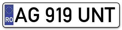 Placuta inmatriculare numar auto  AG-919-UNT, AG 919 UNT, AG919UNT
