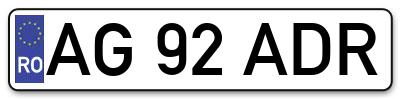 Placuta inmatriculare numar auto  AG-92-ADR, AG 92 ADR, AG92ADR