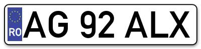 Placuta inmatriculare numar auto  AG-92-ALX, AG 92 ALX, AG92ALX