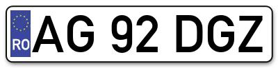 Placuta inmatriculare numar auto  AG-92-DGZ, AG 92 DGZ, AG92DGZ
