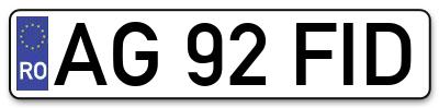 Placuta inmatriculare numar auto  AG-92-FID, AG 92 FID, AG92FID