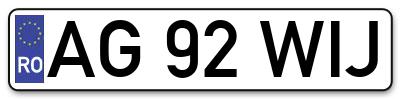 Placuta inmatriculare numar auto  AG-92-WIJ, AG 92 WIJ, AG92WIJ