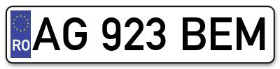 Placuta inmatriculare numar auto  AG-923-BEM, AG 923 BEM, AG923BEM