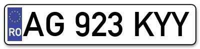 Placuta inmatriculare numar auto  AG-923-KYY, AG 923 KYY, AG923KYY