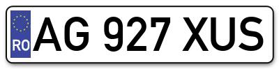 Placuta inmatriculare numar auto  AG-927-XUS, AG 927 XUS, AG927XUS