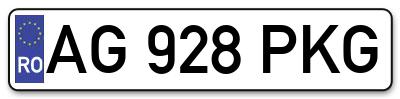 Placuta inmatriculare numar auto  AG-928-PKG, AG 928 PKG, AG928PKG