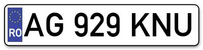 Placuta inmatriculare numar auto  AG-929-KNU, AG 929 KNU, AG929KNU